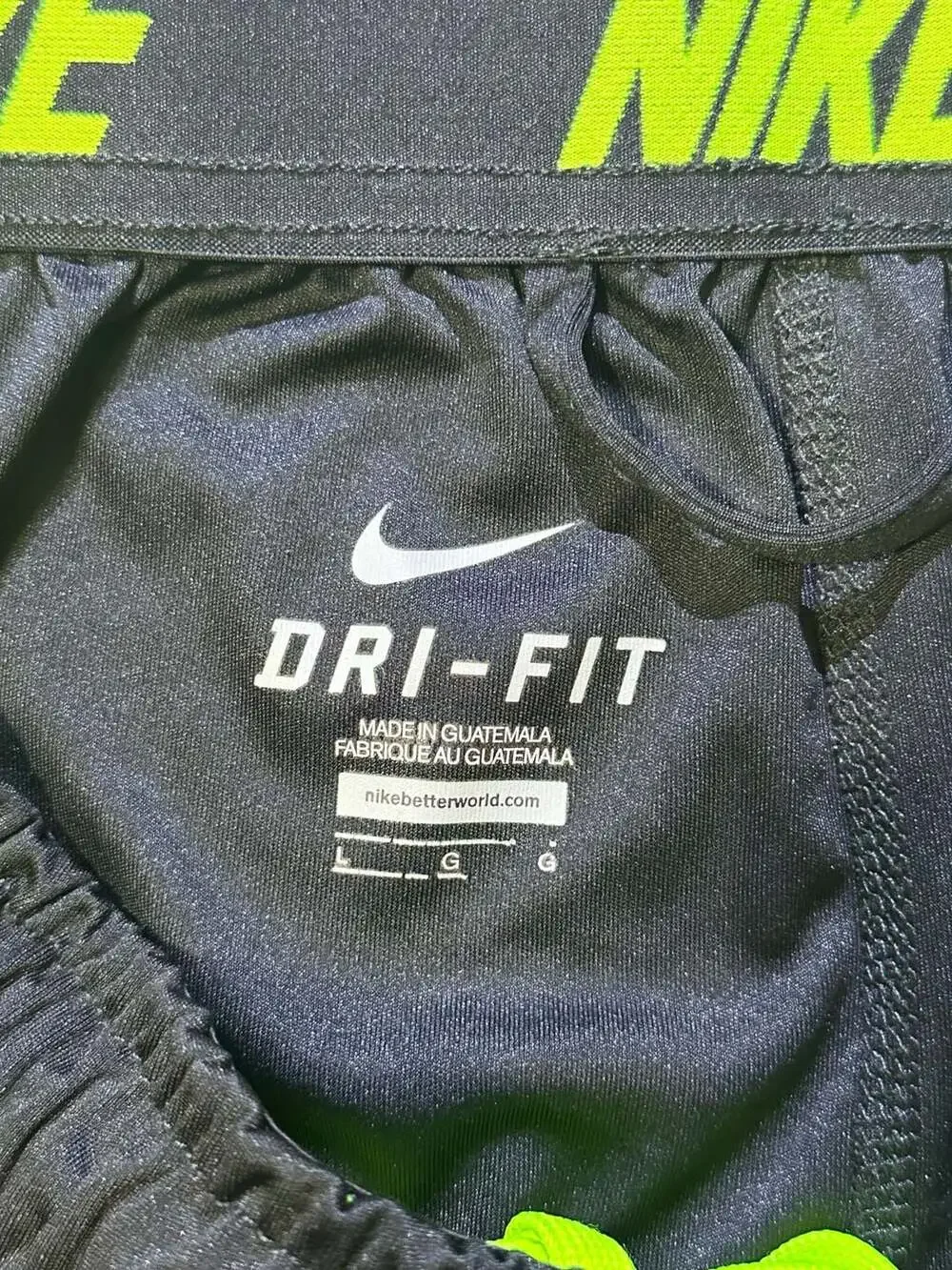 Nike Dri-FIT Men's Black and Neon Volt Athletic Training Shorts
